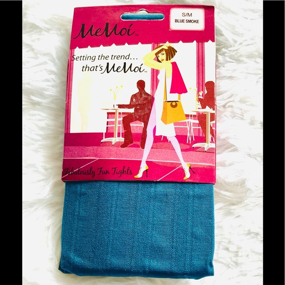 🌞3/$18🌞MeMoi sz S/M Blue Smoke Striped Tights - Picture 1 of 4